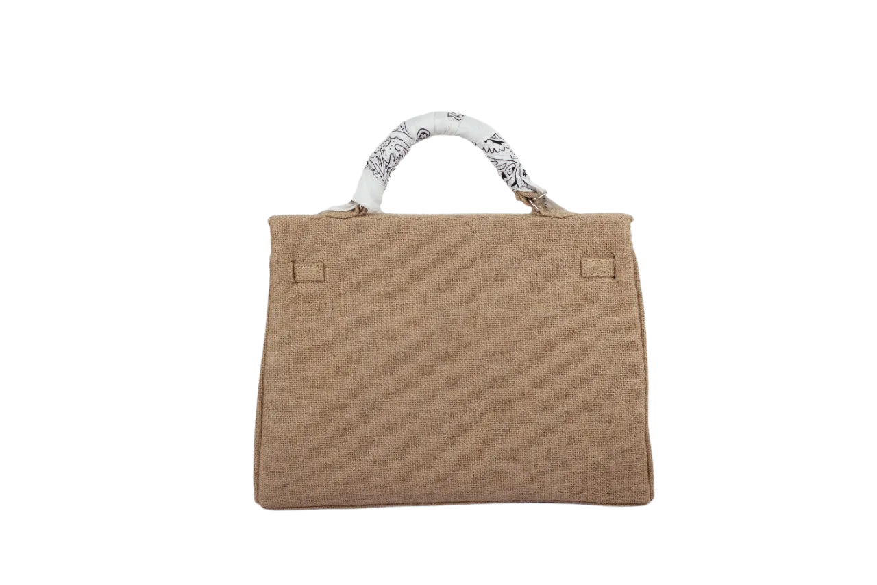 24H Kelly Style Jute Handbag with Initials