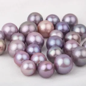 9-12mm cultured purple Edison Pearl High quality  loose freshwater pearl round shape