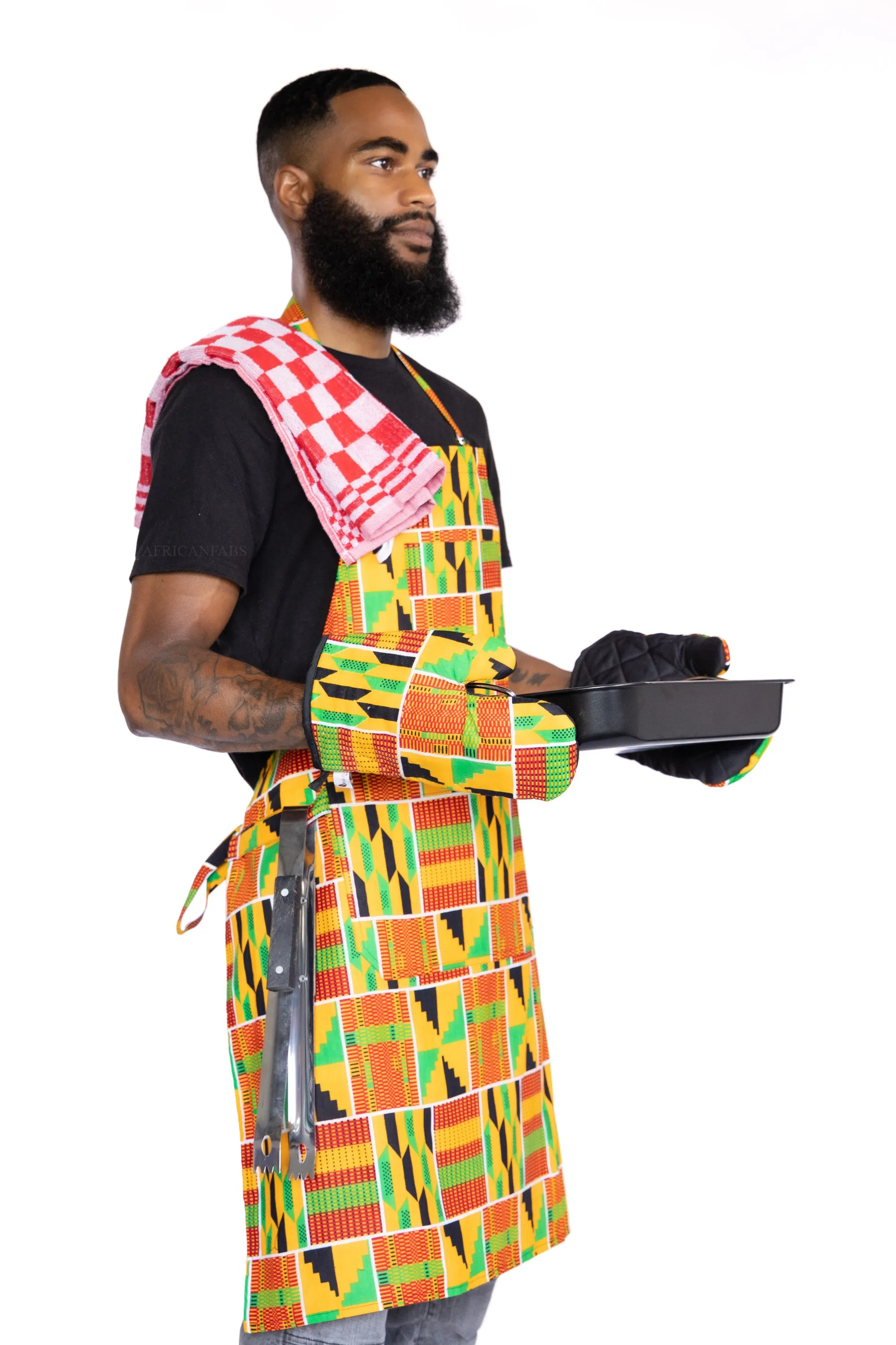 African Print Oven Mitts - Kente print