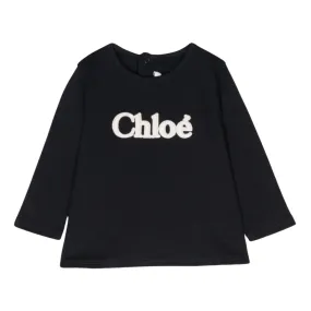 Chloe T-Shirt Long Sleeved Logo Navy