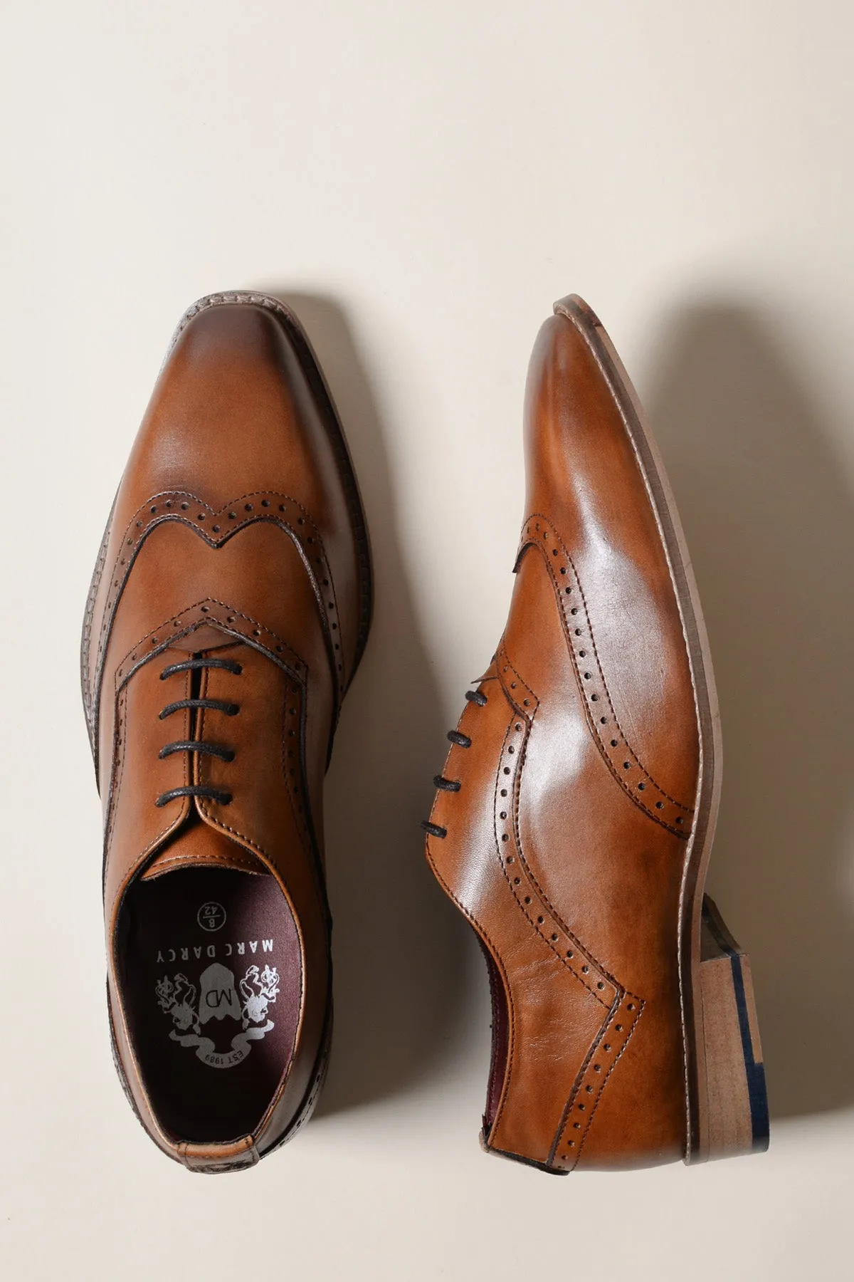 DAWSON - Tan Wingtip Oxford Brogue Shoe