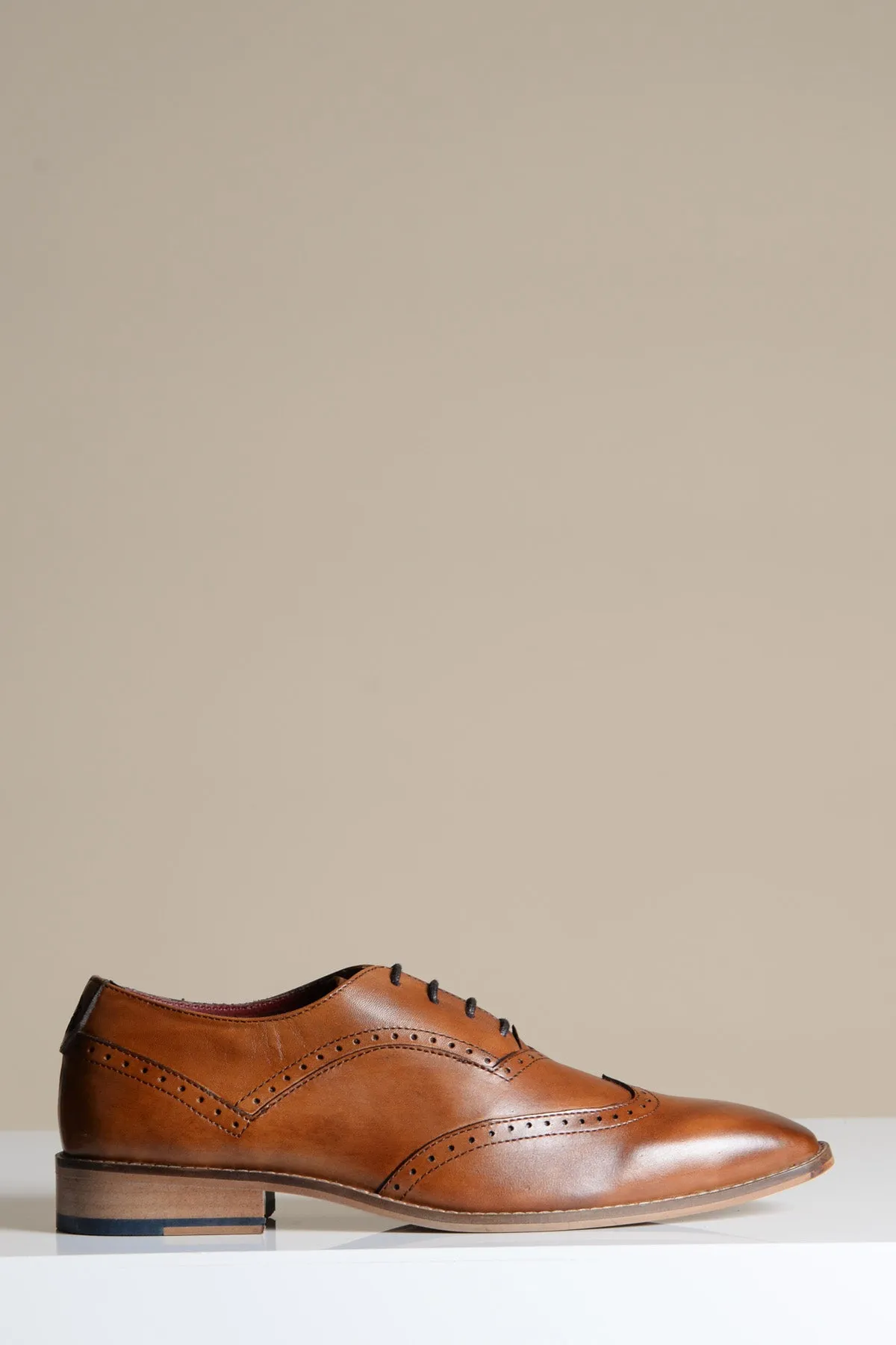 DAWSON - Tan Wingtip Oxford Brogue Shoe