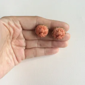 Faux coral guardian stud earrings