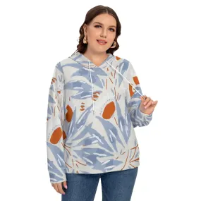 Foliage Flower Women's Long Sleeve Sweatshirt With Hood(Plus Size)