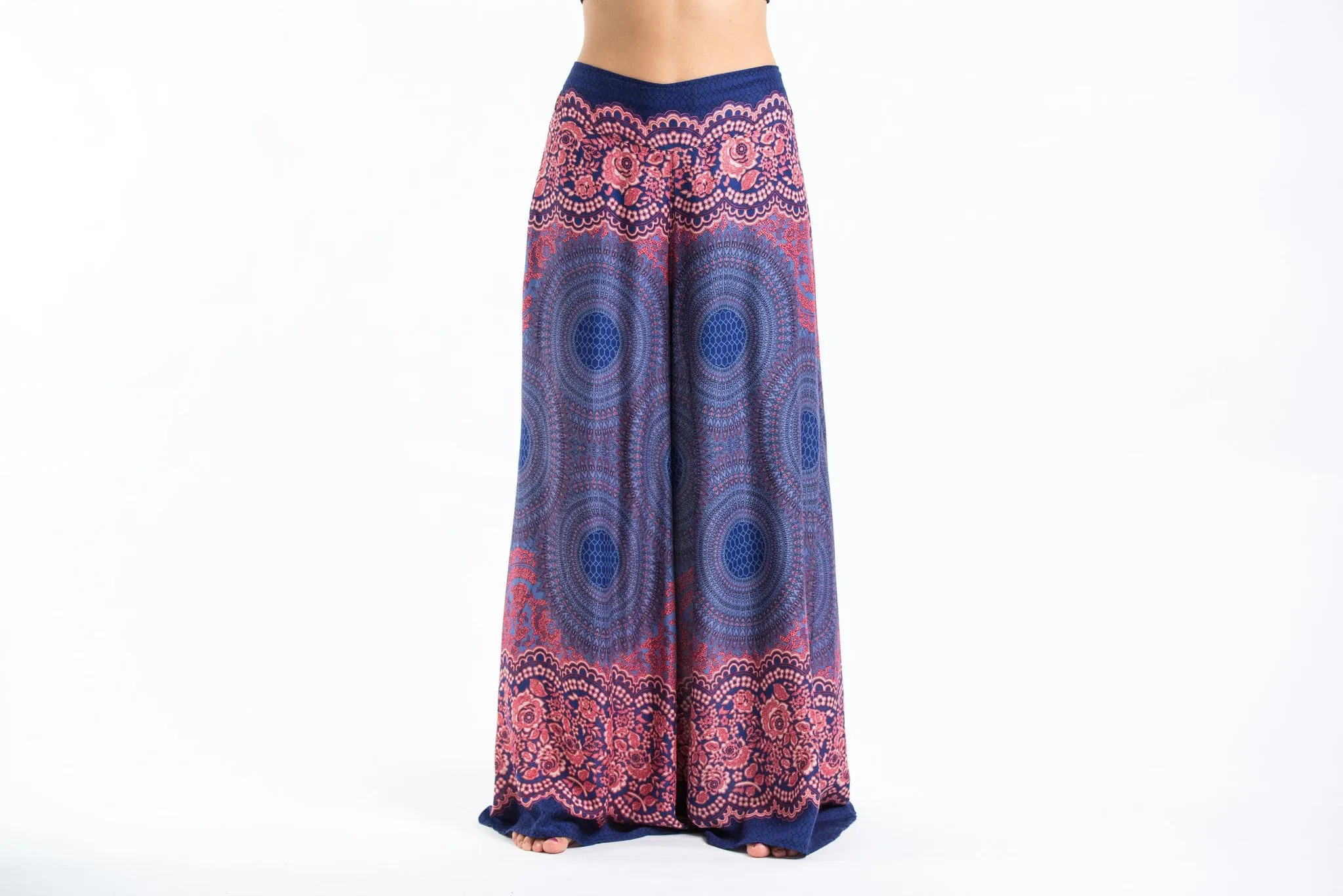 Geometric Mandalas Palazzo Style Harem Pants in Blue