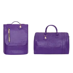 Purple Apollo 2 Faux Crocodile Skin Travel Set