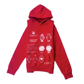 Red Timepiece Watch Heavyweight Hoodie