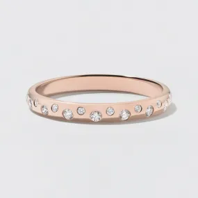 Rose Gold Scattered Diamond Wedding Band - Polished 2.5mm