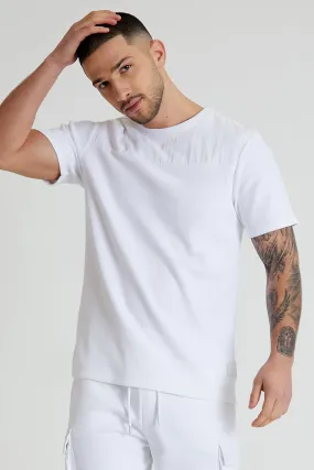 Ultra premium pique contrast panel top in White